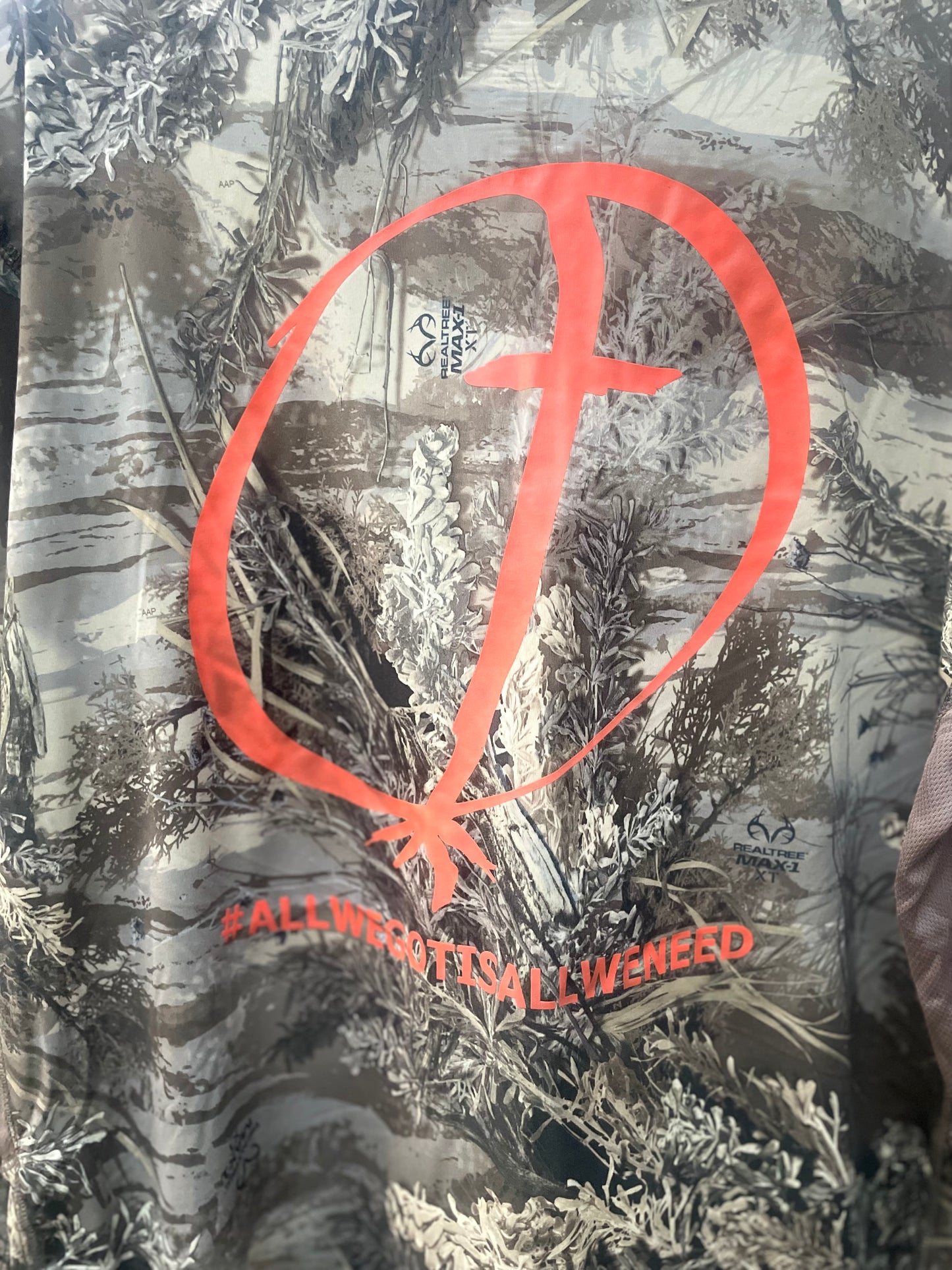 #allwegotisallweneed camo hunting long sleeve