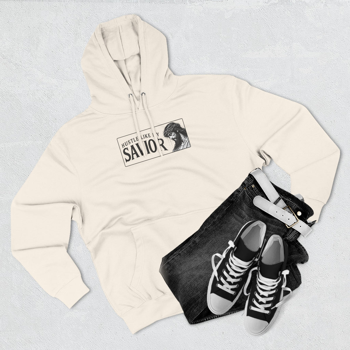 HUSTLE LIKE MY SAVIOR PREMIUM HOODIE